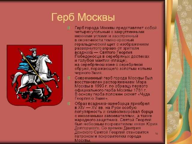 Герб Москвы: описание и значение для детей 2 класса