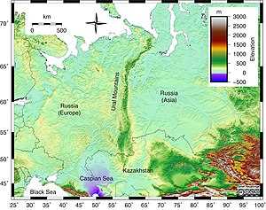 Горная вершина с координатами 65° с. ш., 60° в. д.