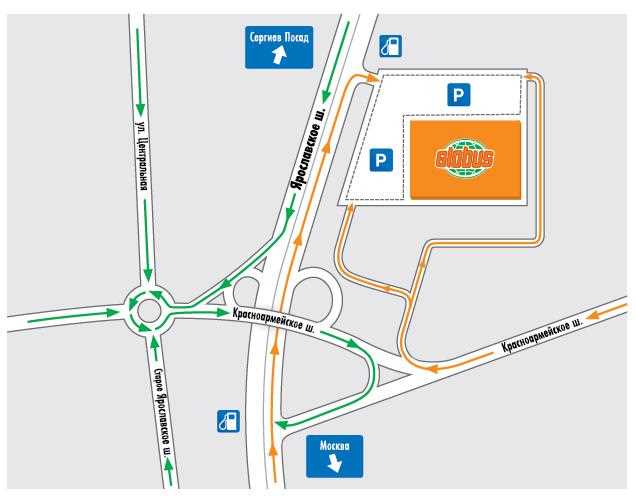 Схема проезда в торговый центр Глобус