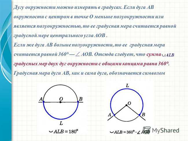 Как определить градусную меру дуги