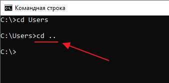 Как вернуться на предыдущую папку в командной строке (cmd)