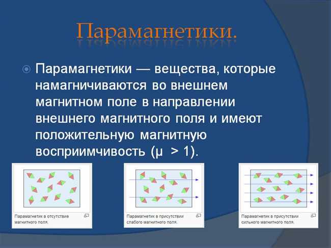 Параметры парамагнетических металлов