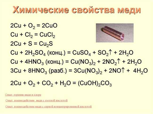 Какие свойства проявляет медь?