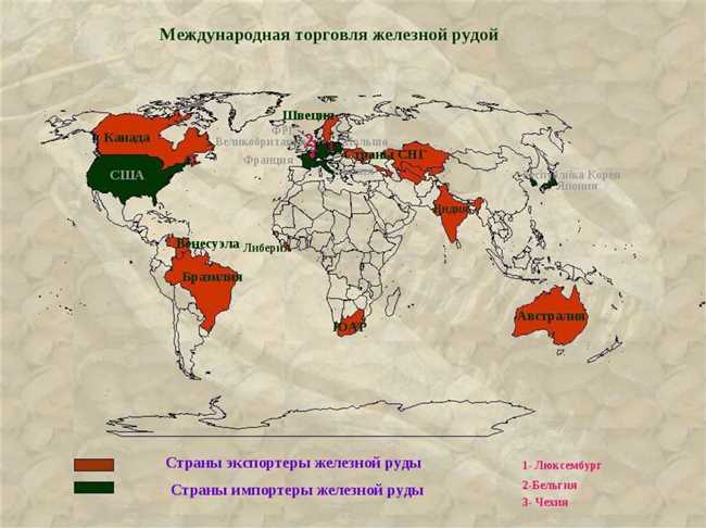 Какие три страны входят в десятку лидеров по добыче железной руды?