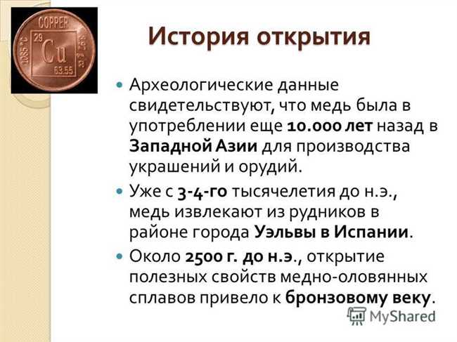 История использования меди