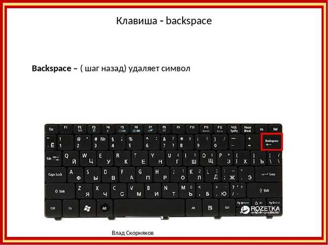 Расположение кнопки Backspace на клавиатуре