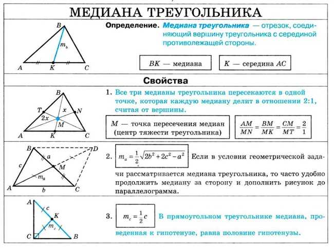 Заголовок 1: Определение медианы треугольника