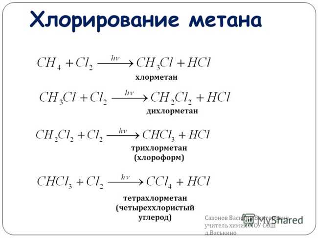 Реакция химии углерода с хлором: получение и название продукта