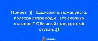 Сколько стаканов в полтора литра воды? Обычный стандартный стакан: подсказка